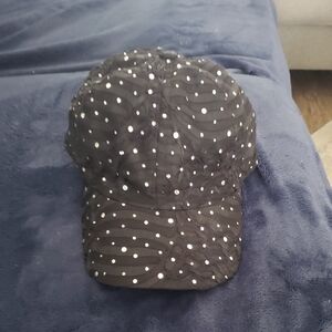 Black Rhinestone-Studded Cap